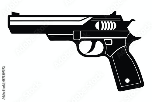 Automatic Pistol Silhouette Vector Art for Shooting Range and Firearms Training