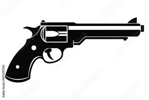 Self Defense Handgun Silhouette Design Vector Illustration Isolated on White