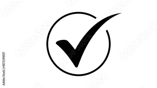 Checkmark icon in simple black design on white background for approval symbol