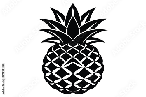 Minimal Pineapple Shape Vector Silhouette Isolated on White