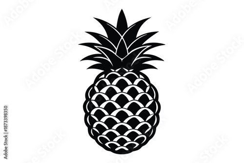Hand-drawn Style Pineapple Silhouette Graphic in Black and White
