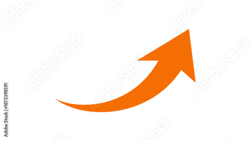 Orange Arrow Icon in Modern Minimalist Design with Bright Lighting on White Background for Infographic