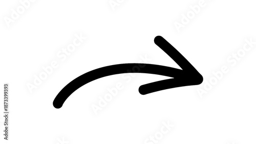 Black arrow pointing right in simple minimalist style on white background for direction indicator