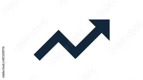 Upward trend graph in simple dark blue color on white background for business presentation