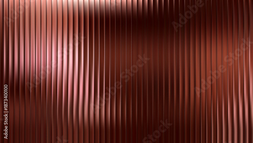 Reeded background gradient with glass brown bronze and bg overlay abstract. Gold texture effect with ribbed textur pattern and fractal morphism metal. Line color reeded with light 3d glass.