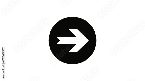 White arrow icon in black circle with simple design and bold shape for navigation symbol Free Download White arrow icon in black circle with simple design and bold shape for navigation symbol - GFXLoad