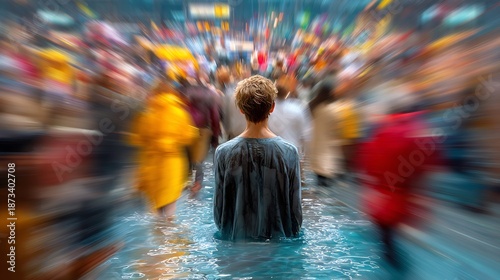 Chronopsychology time perception distortion person stuck waist deep thick slow moving molasses center of busy train station where everyone else streaky blurred motion of super speed subjective time