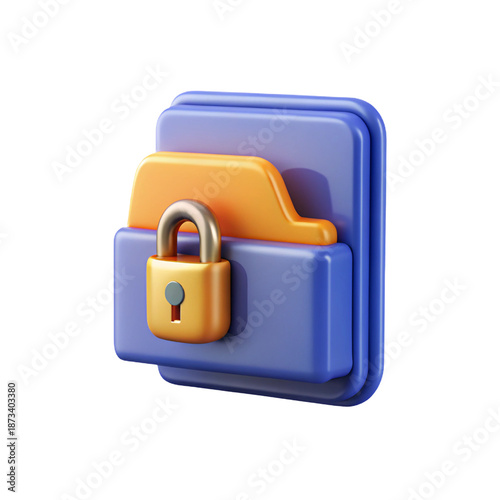 Secure Digital Folder: A 3D render of a locked folder, symbolizing data protection and privacy, a visual metaphor for secure file storage and safe digital information.