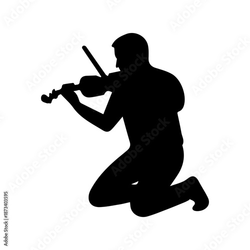 Man violinist silhouette playing classical music on violin