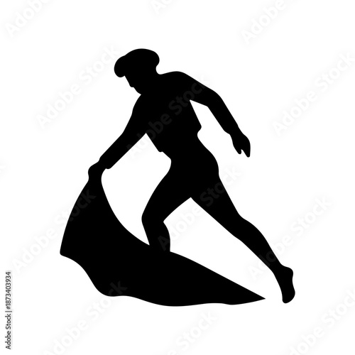 Bullfighter silhouette performing bullfighting actions with cape
