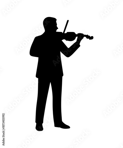 Man violinist silhouette playing classical music on violin