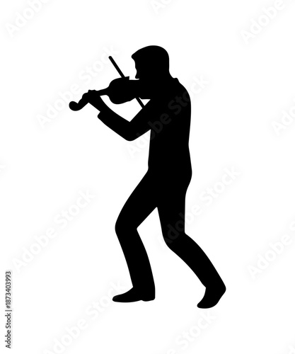 Man violinist silhouette playing classical music on violin
