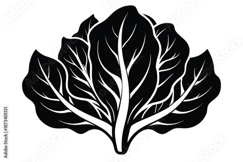 Organic Spinach Silhouette Graphic, Monochrome Botanical Illustration for Farm-to-Table Branding