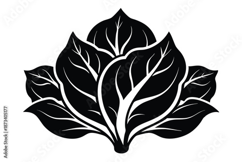 Spinach Leaf Silhouette Vector Art, Monochrome Culinary Ingredient for Restaurant Branding