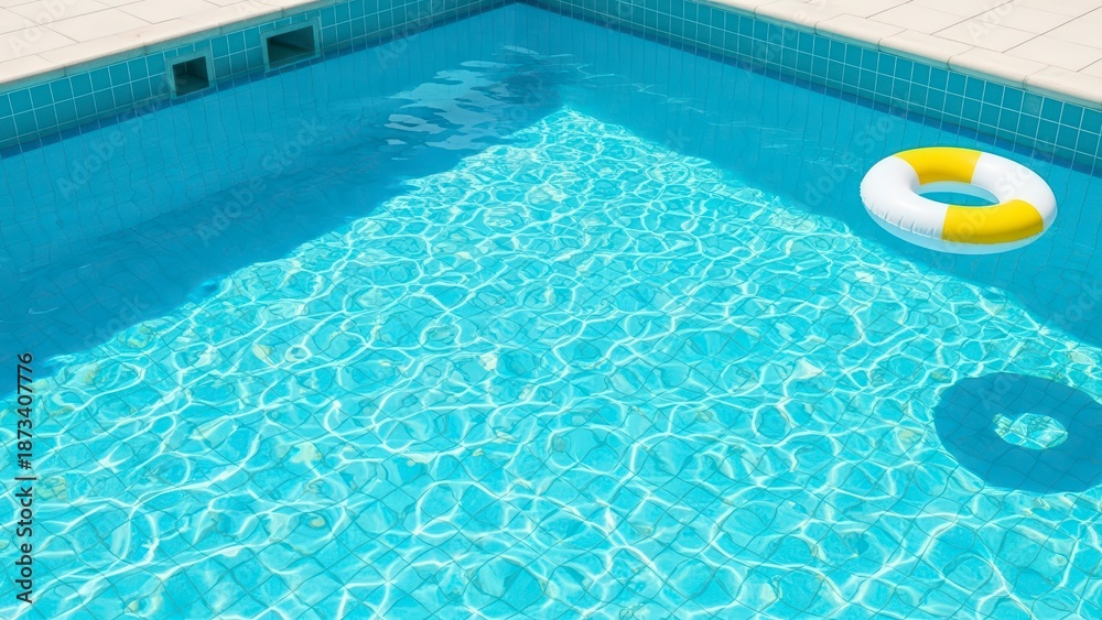 Obraz premium Serene Swimming Pool Scene with Inflatable Ring.