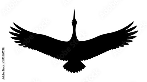 Chinese New Year Crane bird flying with wings spread open