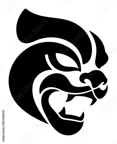 Chinese New Year Wild cat mascot head showing fierce aggression