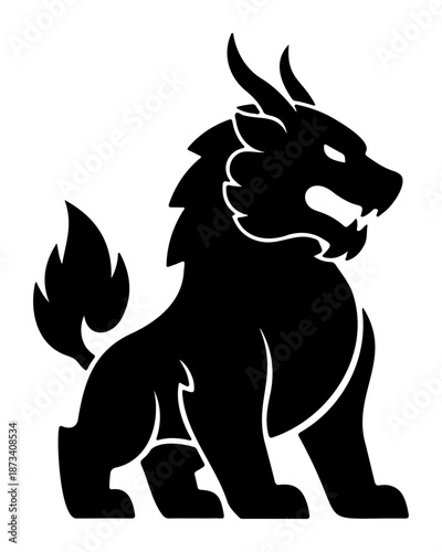 Chinese New Year Mythical kirin beast silhouette legendary lion