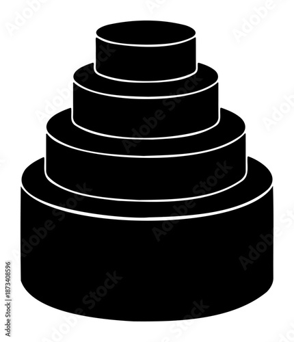 Chinese New Year Tiered wedding cake black silhouette vector illustration icon