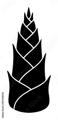 Chinese New Year Bamboo shoot silhouette organic asian vegetable icon