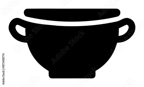 Chinese New Year Black silhouette of ancient greek bowl with handles