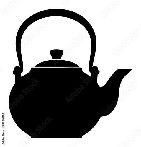 Chinese New Year Black silhouette traditional japanese iron teapot kettle