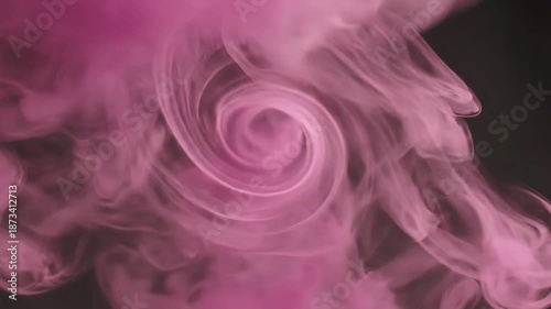 Abstract Pink Smoke Cloud Swirling and Expanding in Water.