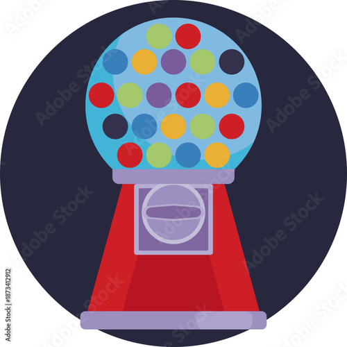 A vending machine filled with colorful candies, showing the selection window and coin slot.