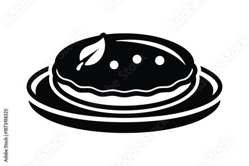 Cooked pancake silhouette, simple black and white vector icon