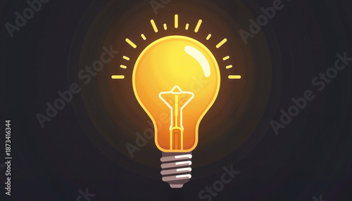Glowing light bulb symbolizing ideas and creativity on dark background

