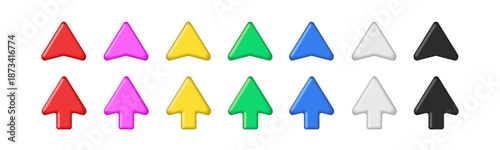 Arrow icons set in 3D style for app UI, website, button, navigation, progress and digital interface design