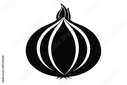 Fundamental Black Onion Design Element for Basic Cooking Guides and Culinary Blogs