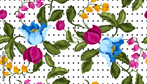 Seamless flowers pattern. Hand draw abstract floral pattern.