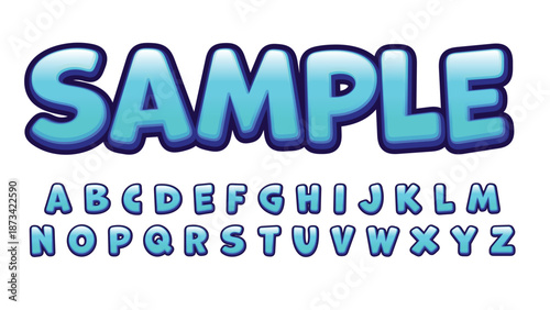 Blue Glossy Bubble Text Effect