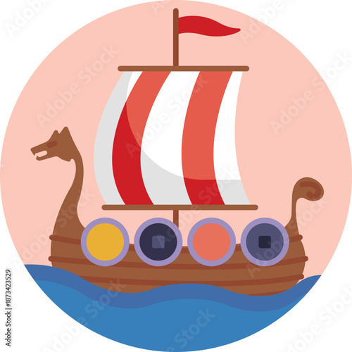 Viking Longship – A traditional Nordic sailing vessel with a curved hull and dragon-shaped prow, used by Vikings for exploration and raids.