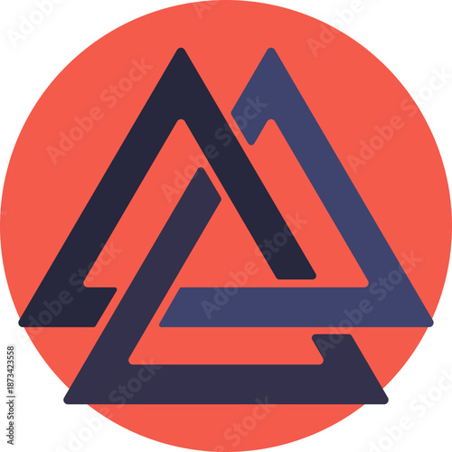 Interlocking Triangles Symbol – The Valknut features three interlocked triangles, often associated with Odin and representing the connection between life, death, and the afterlife in Norse mythology.
