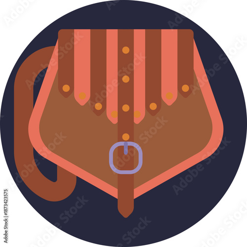 A small leather pouch filled with gold coins, symbolizing wealth or treasure in a Viking setting.