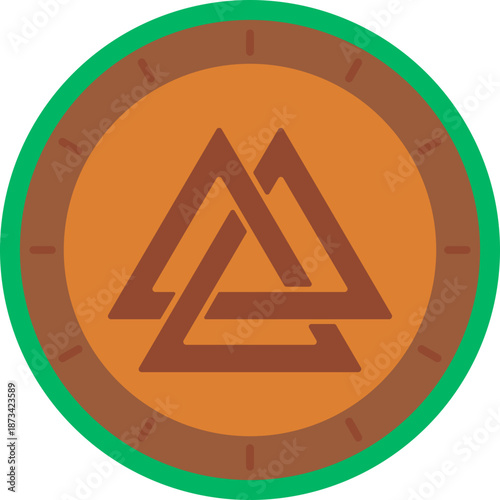 A Norse symbol formed by three interlocked triangles, commonly associated with Odin and the afterlife in Viking mythology.