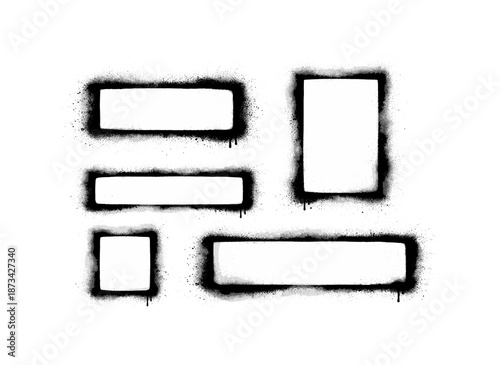 Spray paint dripping rectangles on white background