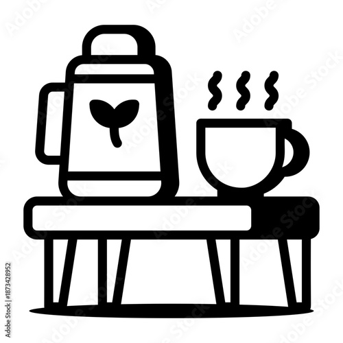 An outline icon depicting a thermos
