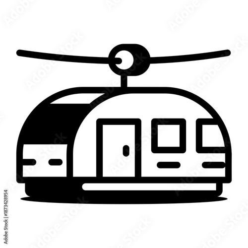 A linear icon showing a cable car