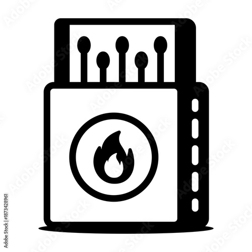 A linear icon showing a matches box