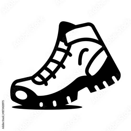 Line style icon showing a hiking boot