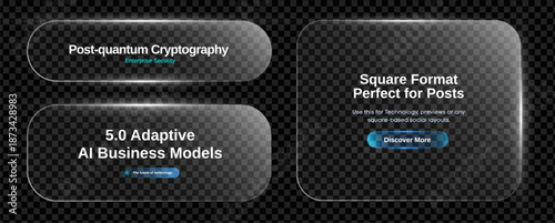 Glass text box frame with light and 3d bg for neon liquid effect border. Transparent circular led round electric shine or bright digital square game futuristic plastic. Blue background.