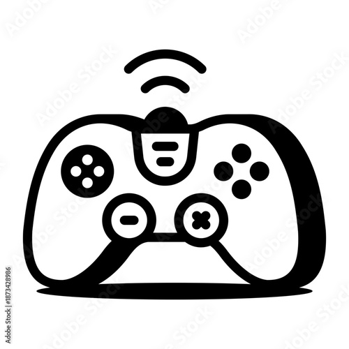 A linear icon showing a game console