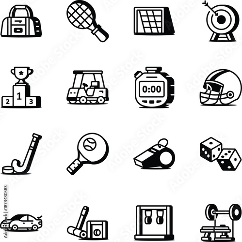 Collection of Sports and Fitness Line Style Icons 