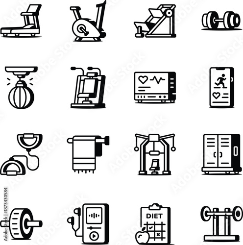 Pack of Sports and Equipment Line Style Icons 