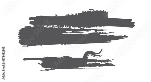 this image displays a collection of abstract black brush strokes arranged horizontally showcasing varying textures and dynamic expressive artistic techniques high quality