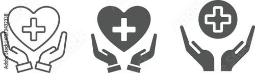 Healthcare medical line icon set. Medicine and hospital outline icons. Clinic, pharmacy, laboratory symbols. Doctor, ambulance, DNA, heart, and dental signs. Vector illustration. Healthcare set.