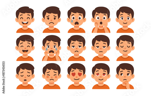 Diverse cartoon emotions collection: expressive faces for all occasions
